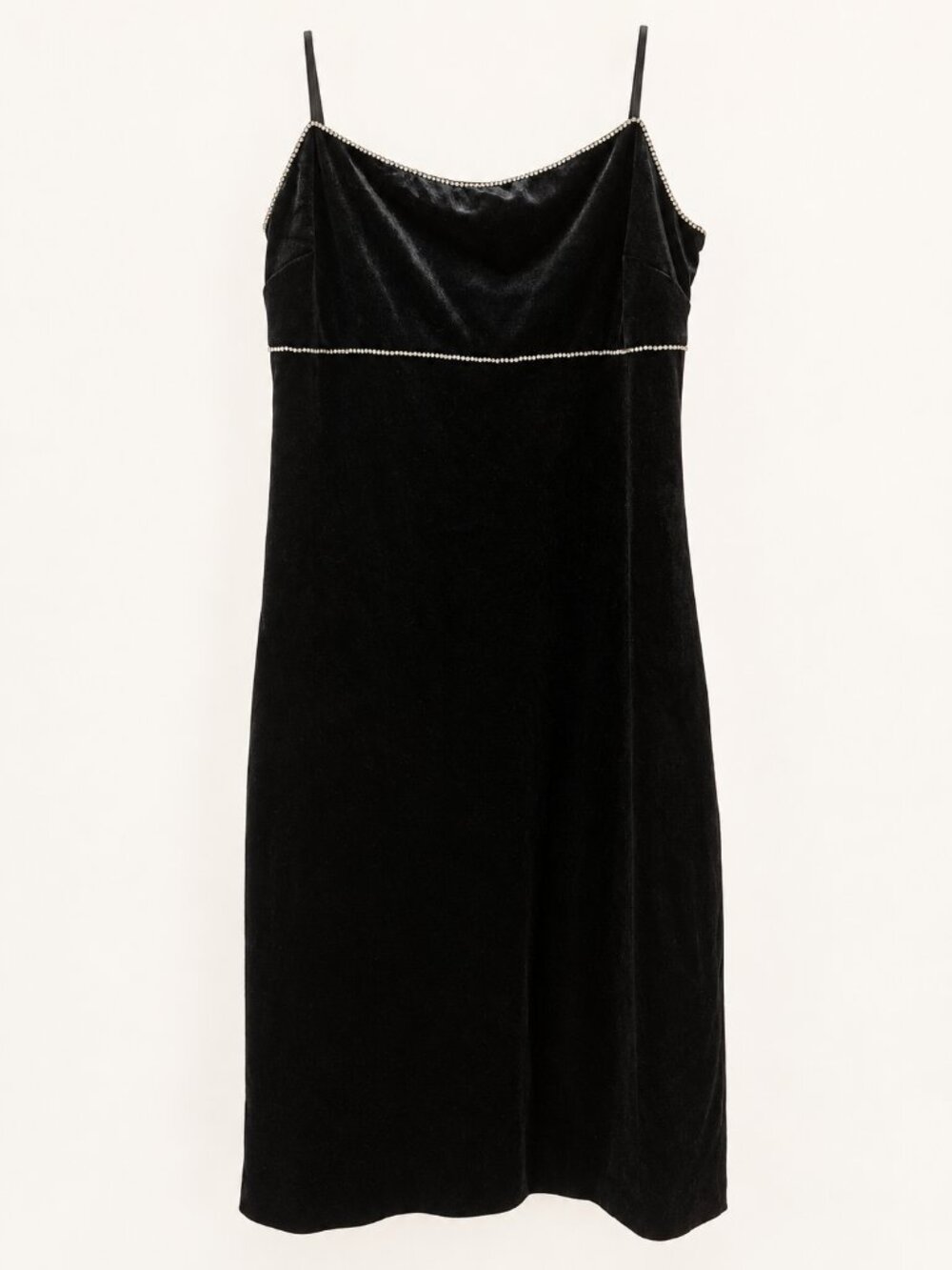 Urban Outfitters Black Velvet Rhinestone Trim Slip Dress NWT